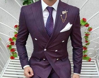 Men Suits 3 Piece Formal Fashion Slim Fit Suit Wine Wedding - Etsy