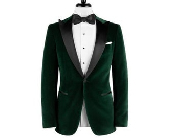 Tuxedo Jacket Mens Slim Fit Olive Green Velvet Dinner Blazer Shawl ...