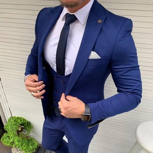 Men Suits Royal Blue 3 Piece Slim Fit Elegant Formal Fashion - Etsy