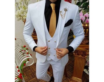 white mens wedding suit