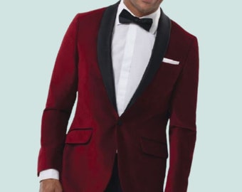 Mens red hotsell velvet tuxedo jacket