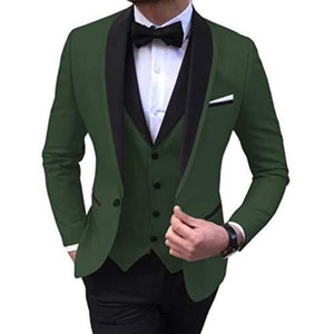 Men Suits 3 Piece Designer Tuxedo Black and Green Style Suits - Etsy
