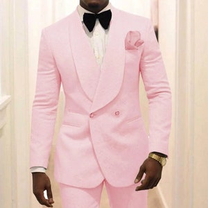 Men Suits Pink 2 Piece Floral Slim Fit Elegant Formal Fashion Suits ...