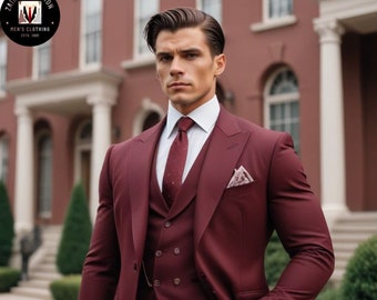メンズスーツ メンズ バーガンディ フォーマル ファッション スリム