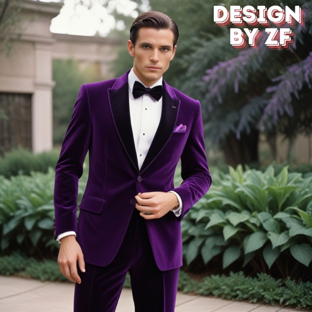 Men Suits Designer purple Velvet Tuxedo Suits slim Fit Suit Elegant Formal Fashion Suits Groom Wedding Stylish Suit Bespoke for Men ZF Etsy Canada