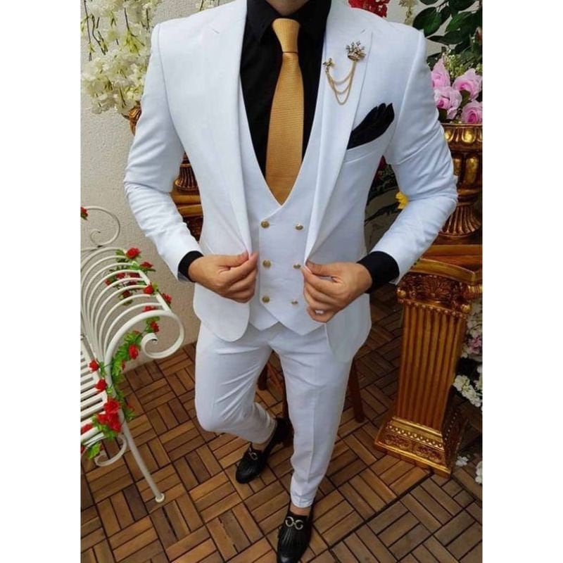 White Polka Dot Suit - 3 Piece | Gentleman's Guru