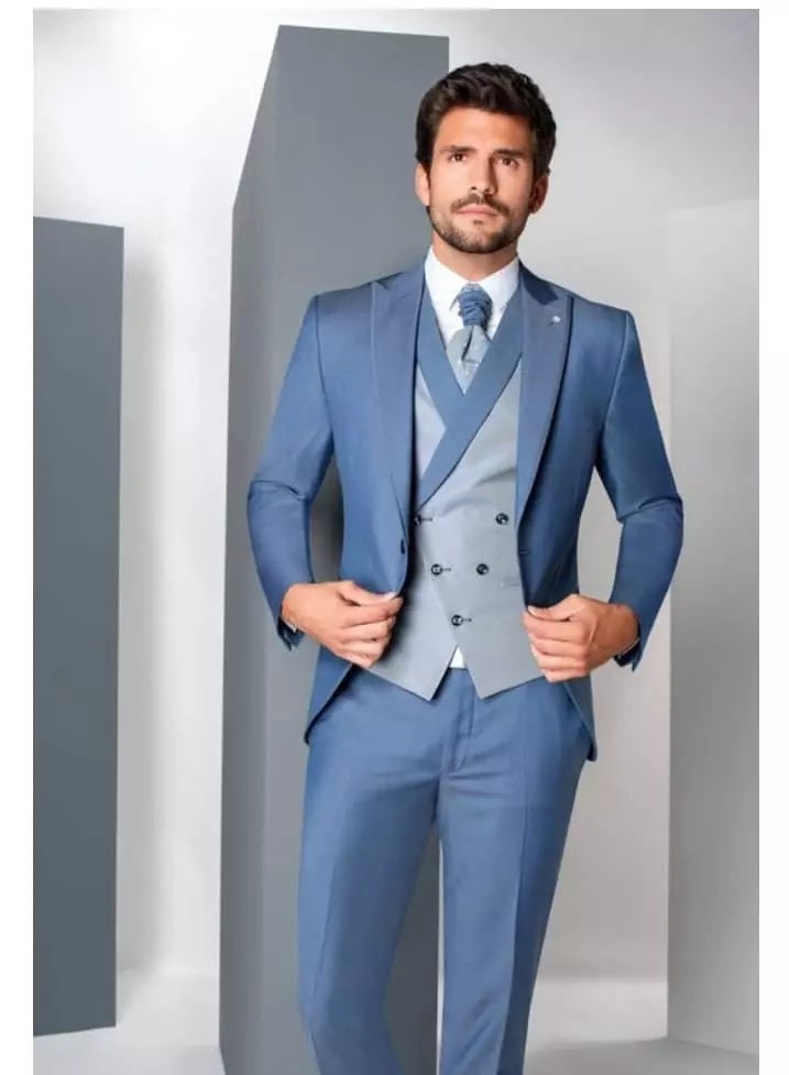 Men Suits Blue and Grey 3 Piece Slim Fit Elegant Formal Fashion Suits Groom  Wedding Suits Party Wear Suits Stylish Suits Bespoke for Men -  Canada