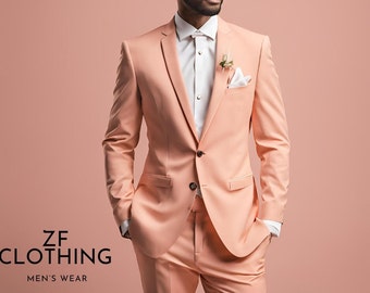 Peach Men's Suit: 2-Piece Bespoke Wedding Suit