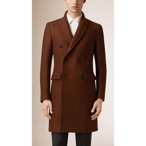 Men Trench Coat Dark Brown Double Breasted Style Slim Fit - Etsy