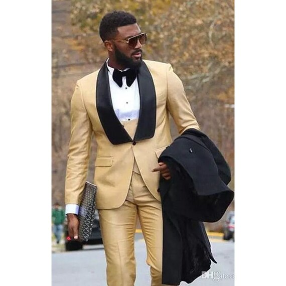 Champagne suit cheap wedding