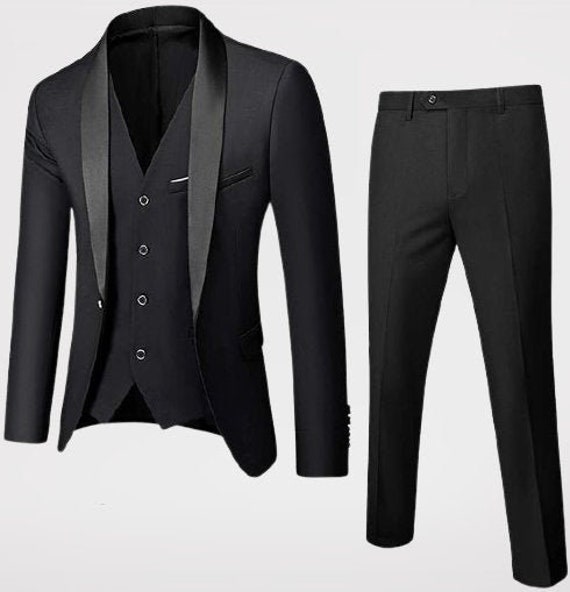 Men Suits Slim Fit Black 3 Piece Wedding Suit Party Wear - Etsy