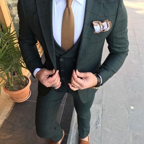 Men Suits Men Light Green Formal Fashion Slim Fit 3 Piece - Etsy