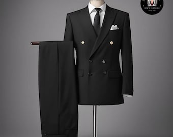 メンズ ダークグレー ダブルブレストスーツ：スリムフィット