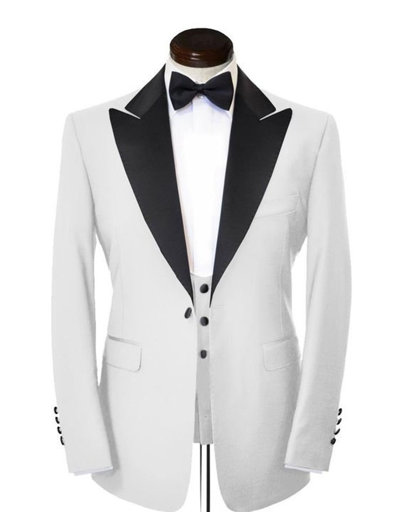 Men Suits 3 Piece Designer Tuxedo White and Black Style Suits - Etsy