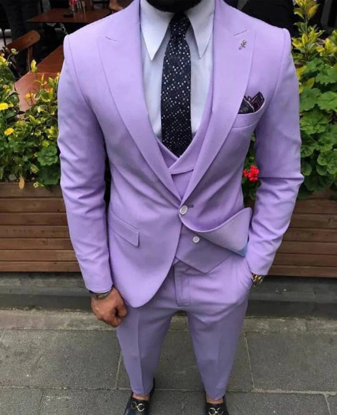 Luxury Men Suits Light Purple 3 Piece Slim Fit Elegant Formal Fashion ...