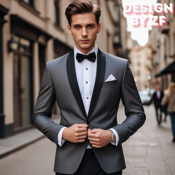 Charcoal Grey Tuxedo Suit: Elegant Formal Attire