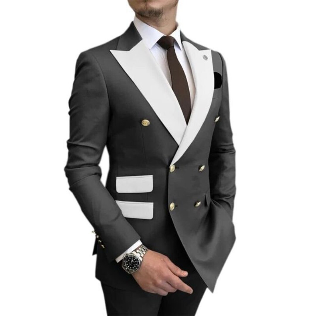 Men Suits 2 Piece Designer Tuxedo Black and White Style Suits - Etsy