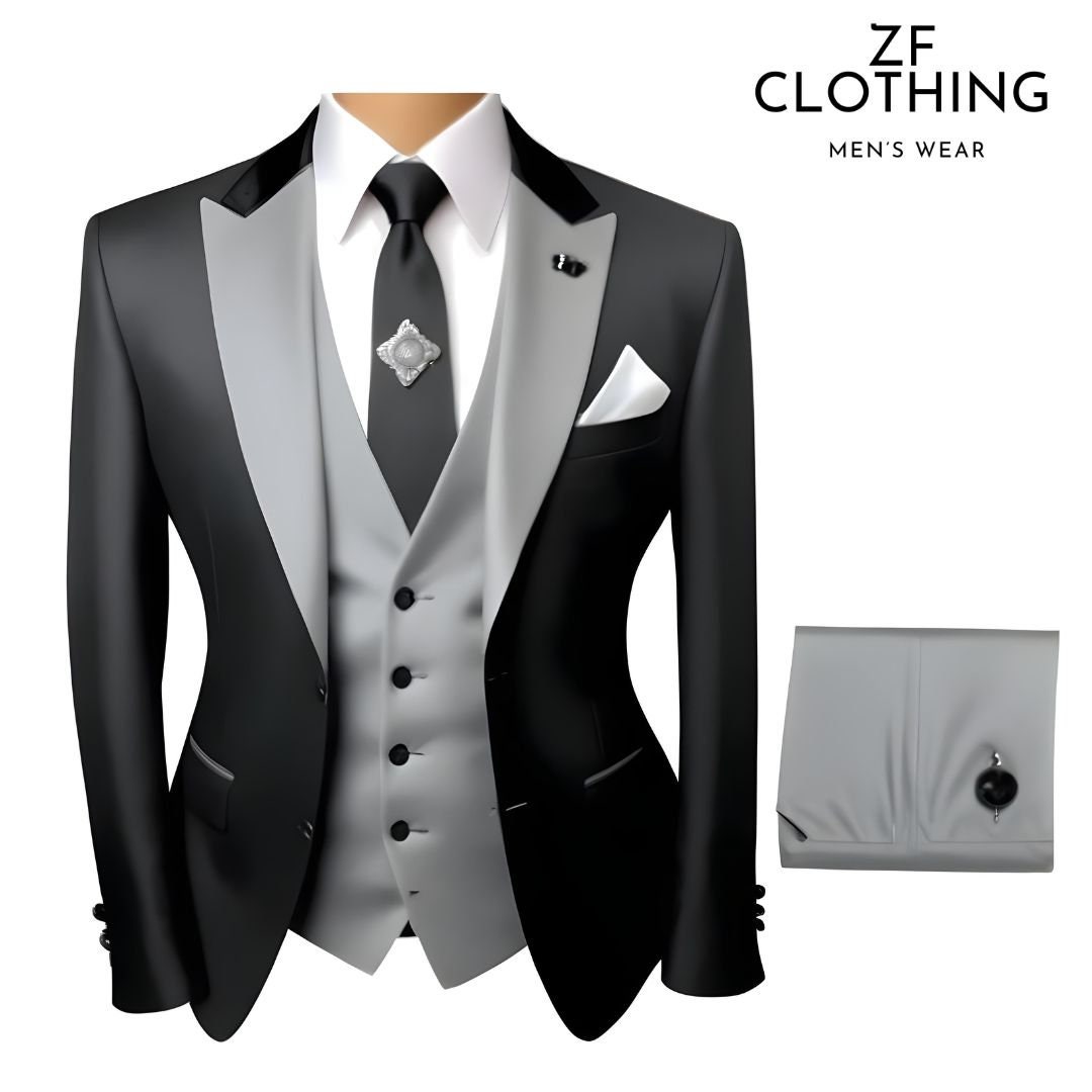 Men Suits Modern Stylish Black and Grey 3 Piece Suit for Men - Stylish ...