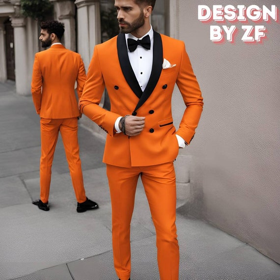 Orange Double Breasted Suit: Elegant Formal Attire - Etsy