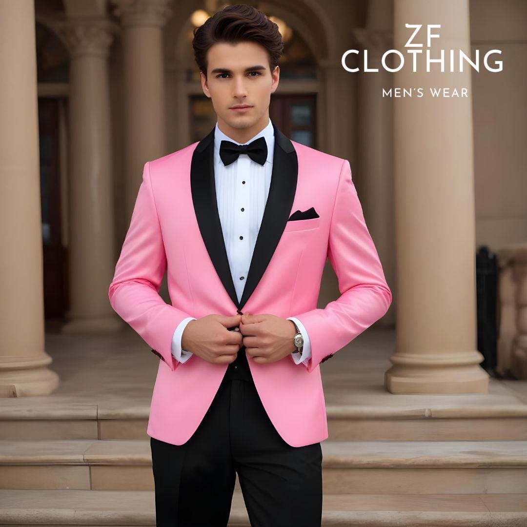 jewelry for a black dress Solid Hot Pink Tuxedo Vest Set XL (Chest Width 50in.) / Hot Pink / Bow Tie