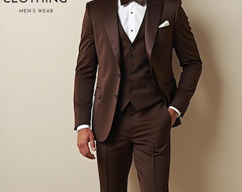 Coffee Brown 3-Piece Suit – Wedding Party Bespoke
