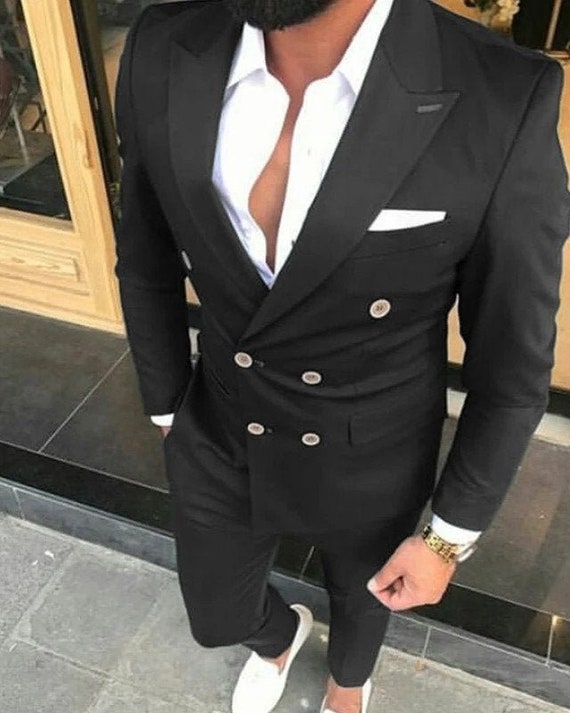 New Era Factory Outlet Traje de vestir negro con doble botonadura para  hombre (50R), Negro 