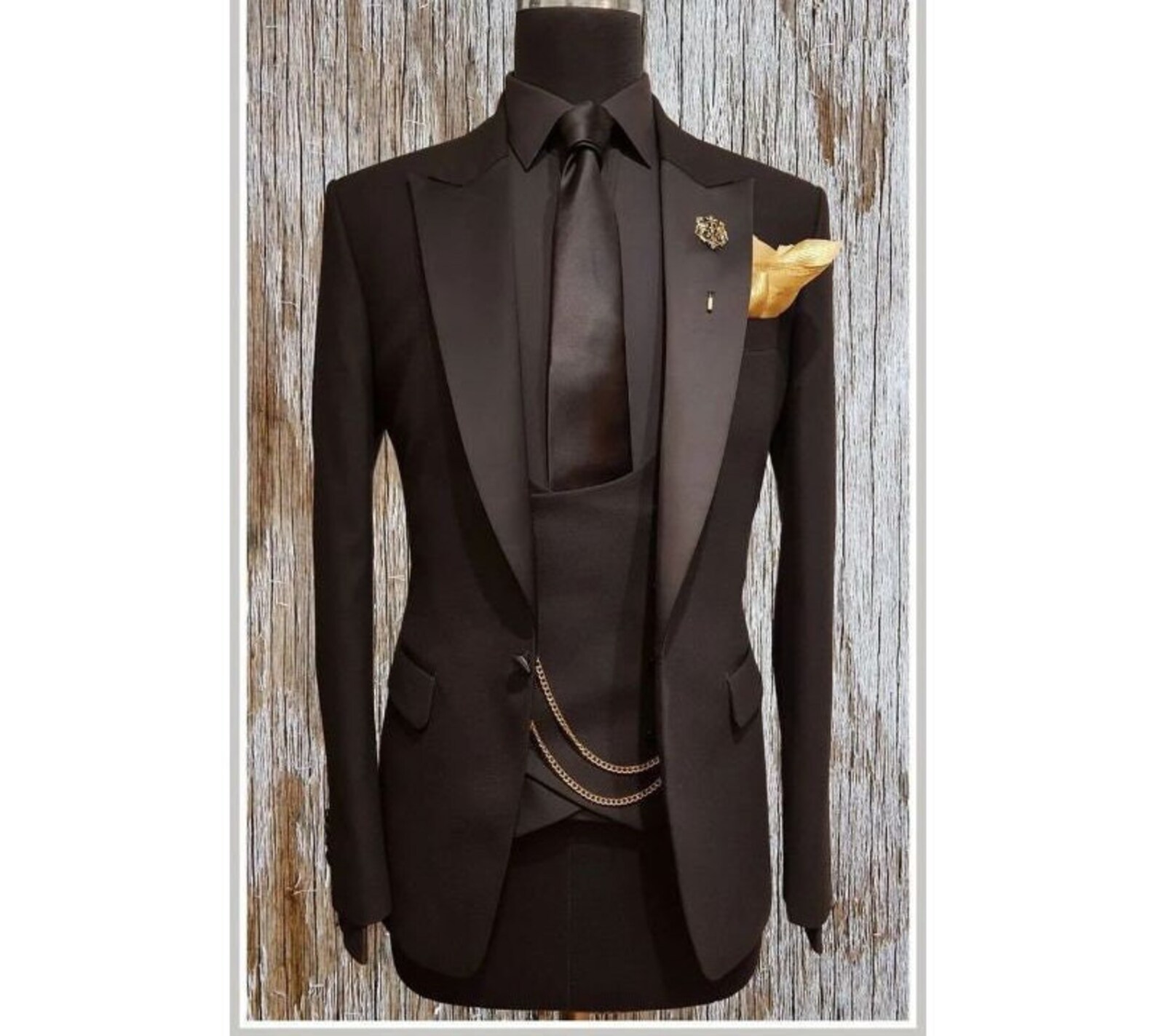 Luxury Men Suits Dark Brown 3 Piece Slim Fit Elegant Formal Etsy