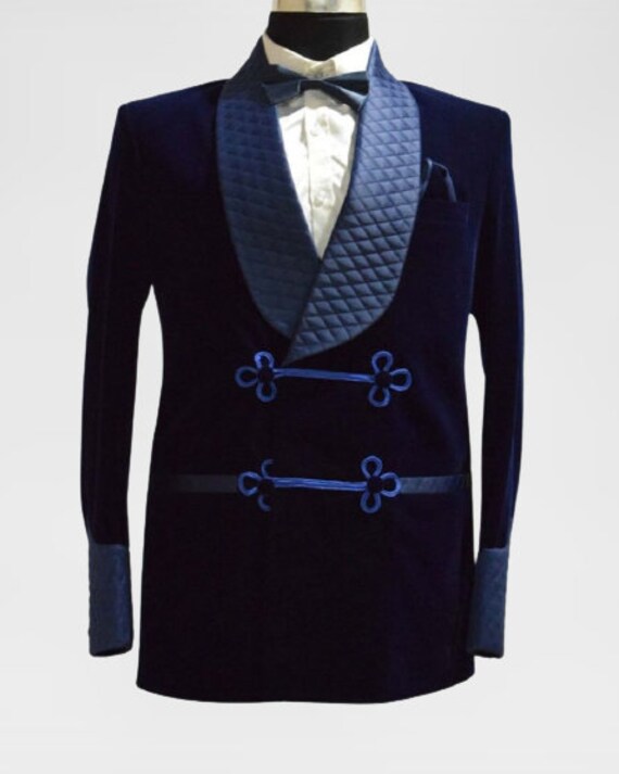 Navy blue deals smoking jacket