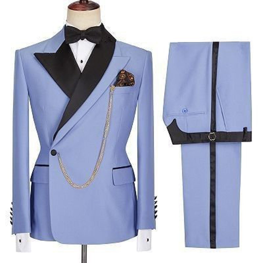 Men Suits Blue 2 Piece Slim Fit Elegant Formal Fashion Suits - Etsy