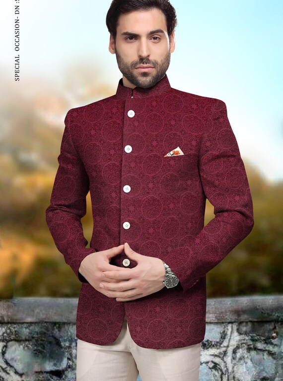 Party Plain Light Fawn color Designer Bandhgala Jodhpuri Suit For Men's at  Rs 8499 in Yamuna Nagar