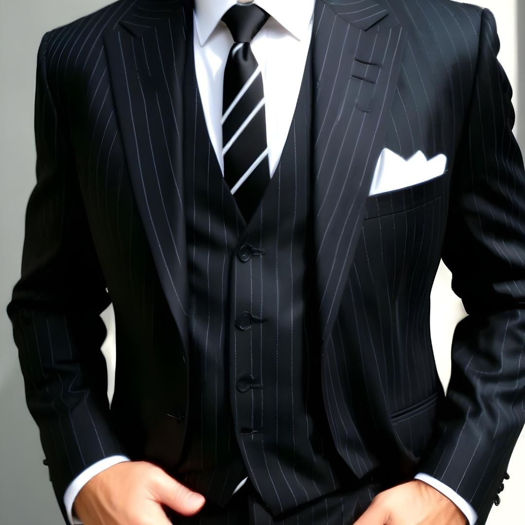 Black 3 piece suit - Etsy 日本