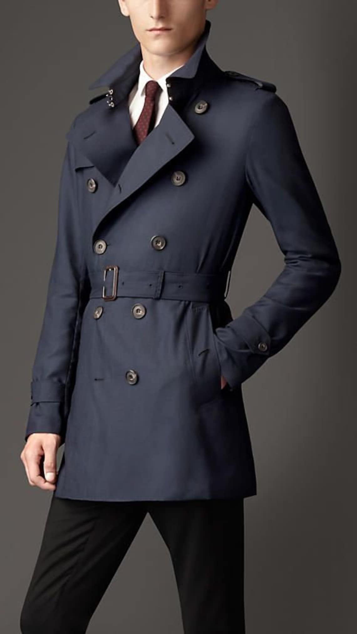 Men Trench Coat Light Blue Belted Double Breasted Style Slim Etsy Men Trench Coat Light Blue Belted Double Breasted Style Slim Etsy