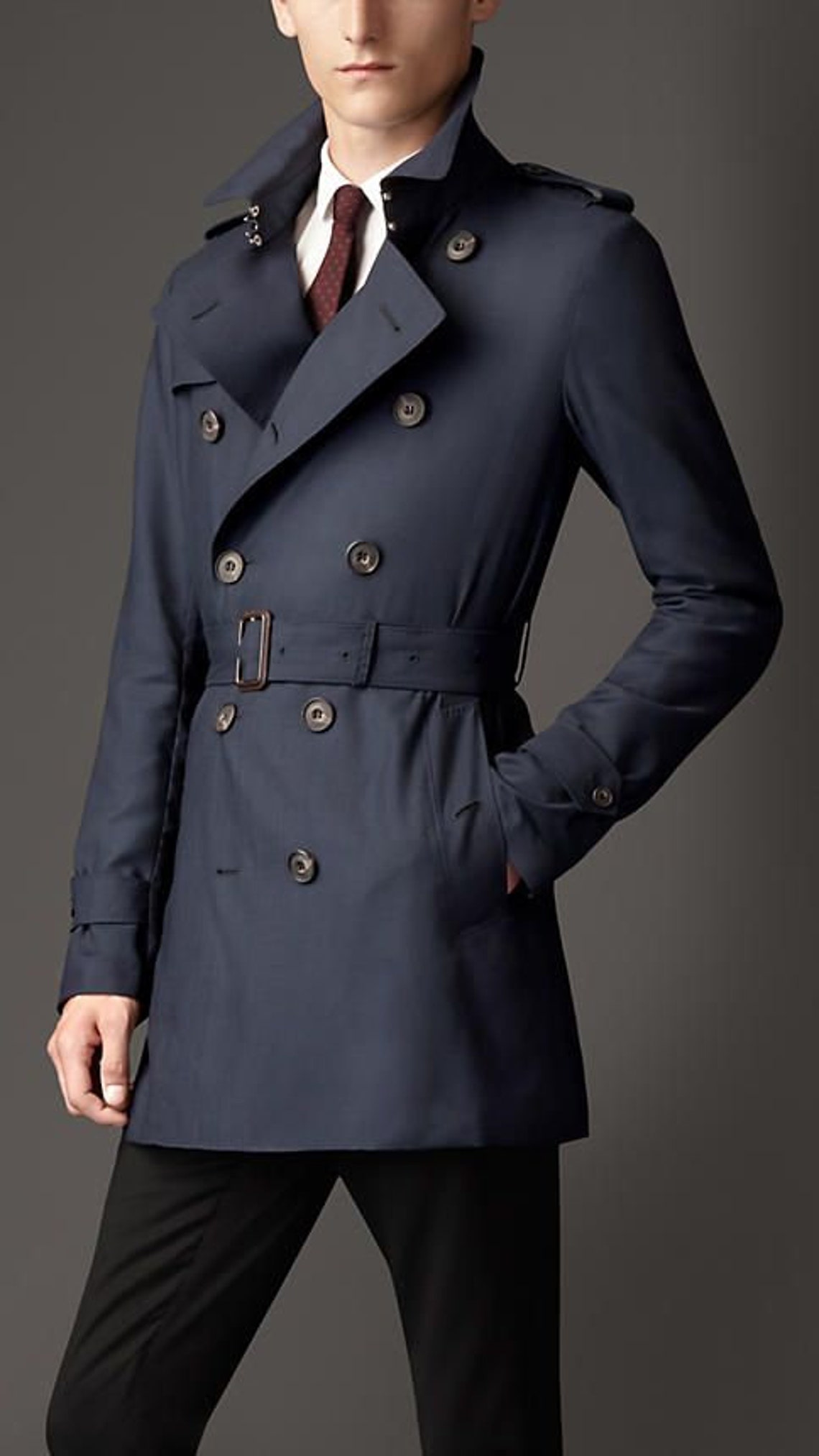 Allthemen Wollen Heren Winterjas - Trenchcoat Halflang, Slim Fit, Warme Overjas