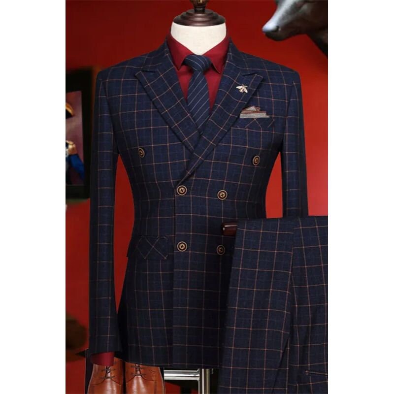 Men's Royal Blue 2 Piece Fashion Formal Suit Slim Fit Two Button Business  Suit 