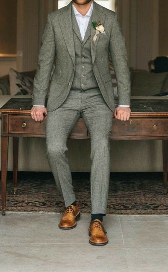Mens slim fit tweed suit store