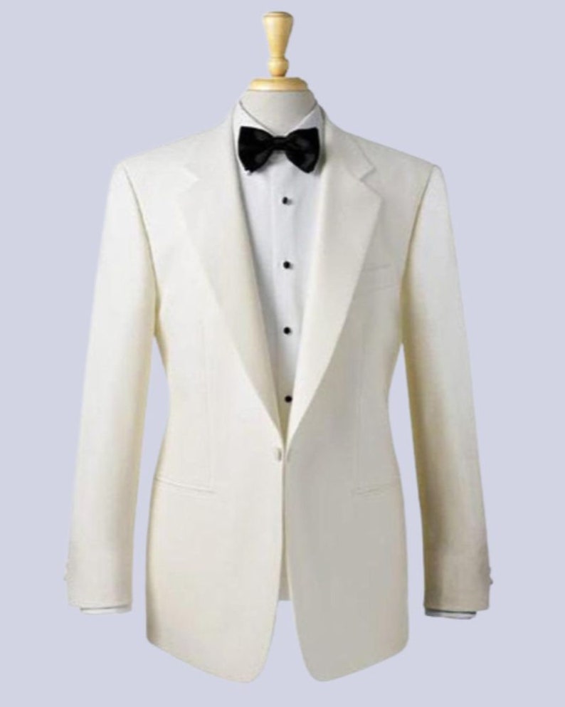 Tuxedo Jackets Men White One button Slim Fit Blazer Wedding Groom Party wear Dinner Coat