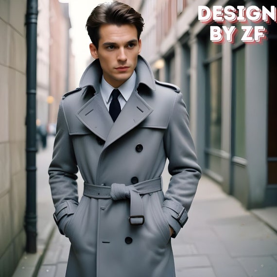 Men Trench Coat Light Grey Wool Double Breasted Style Slim Fit Party Wear Trench Coat Stylish Coat Elegant Bespoke for Men Etsy UK