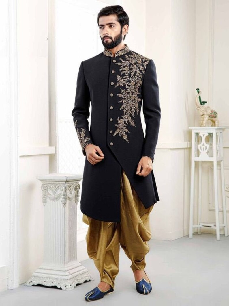 Men Sherwani,Indain Ethnic Wedding Wear, Indian Wedding Suit, Embroidered Groom Wear, Men Wedding Dresses, Wedding Sherwani Churidar Pajama 