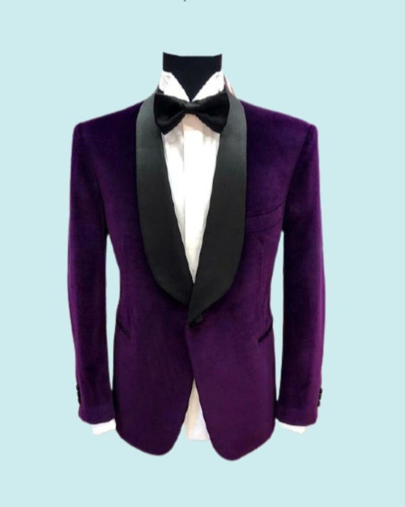 Tuxedo Jackets Men Purple Velvet Peak Lapel One Button Slim | Etsy