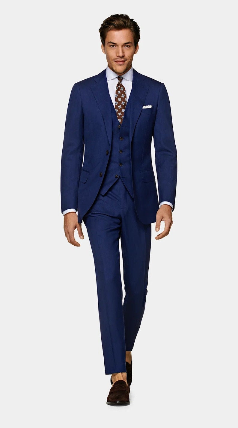 Men Suits Blue 3 Piece Slim Fit Elegant Designer Suit Formal - Etsy