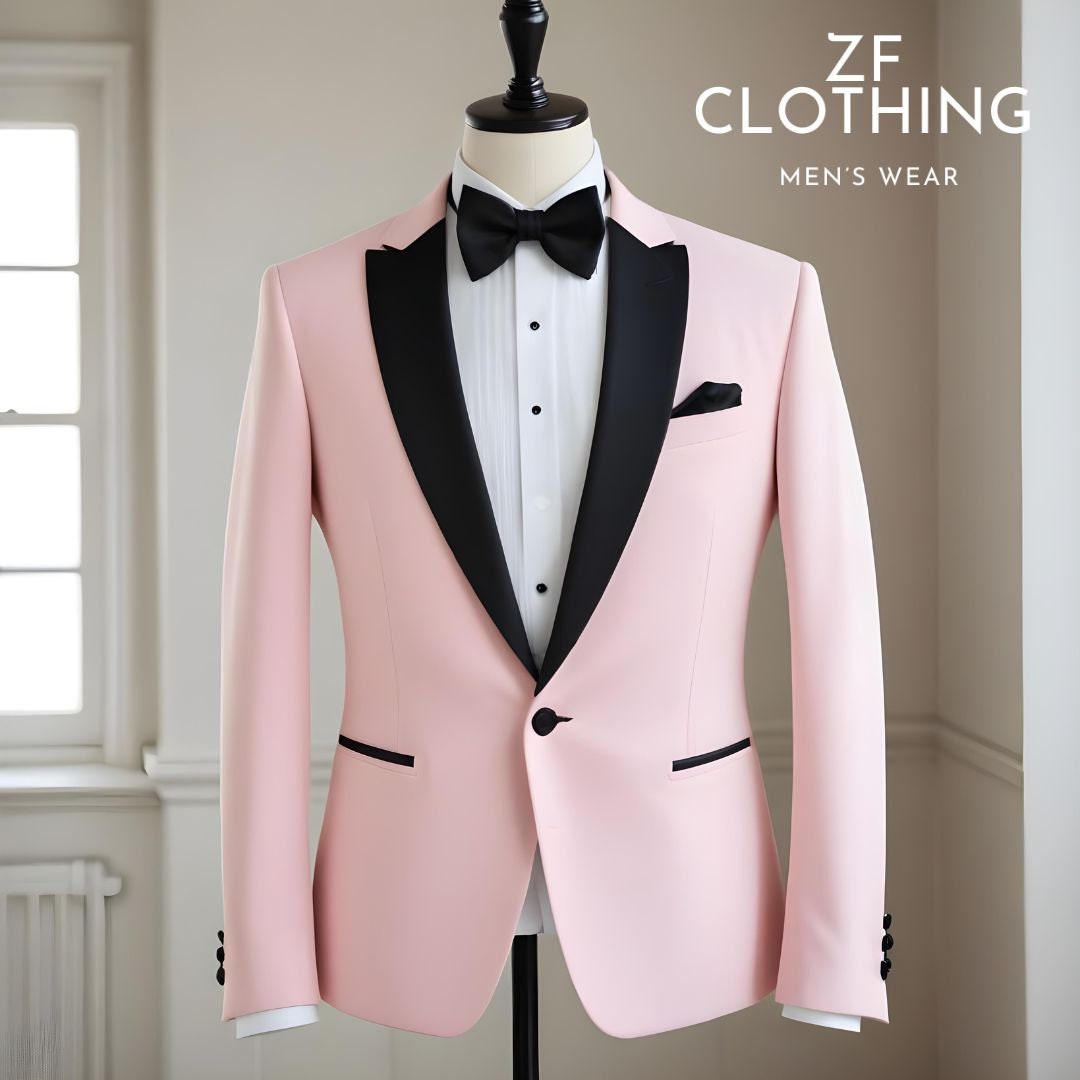 Men s Pink Tuxedo Jacket for Men Classic Formal Attire Tailored Jacket bespoke for Men ZF Etsy UK