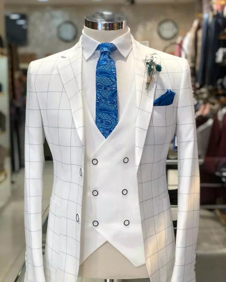 Men Suits, Suits for Men White Three Piece Wedding Suit, Formal Fashion  Slim Fit Suit Prom Wear - Etsy