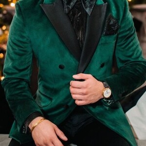 Men Suits Green Velvet 2 Piece Double Breasted Slim Fit - Etsy