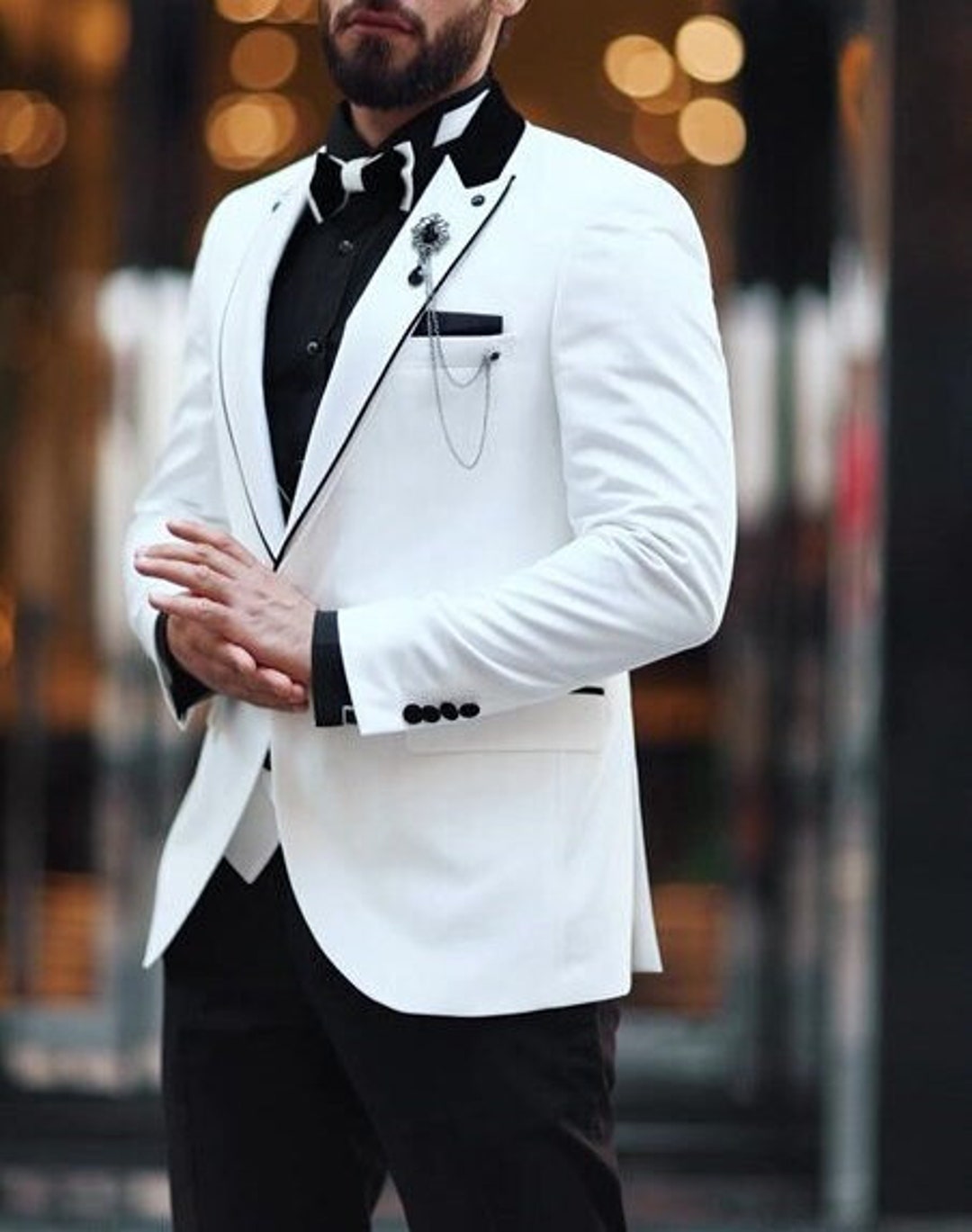 White and black wedding best sale suit