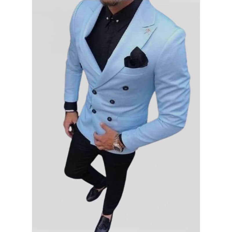 Men Suits 2 Piece Sky Blue Suits Men Slim Fit Suits Double Etsy
