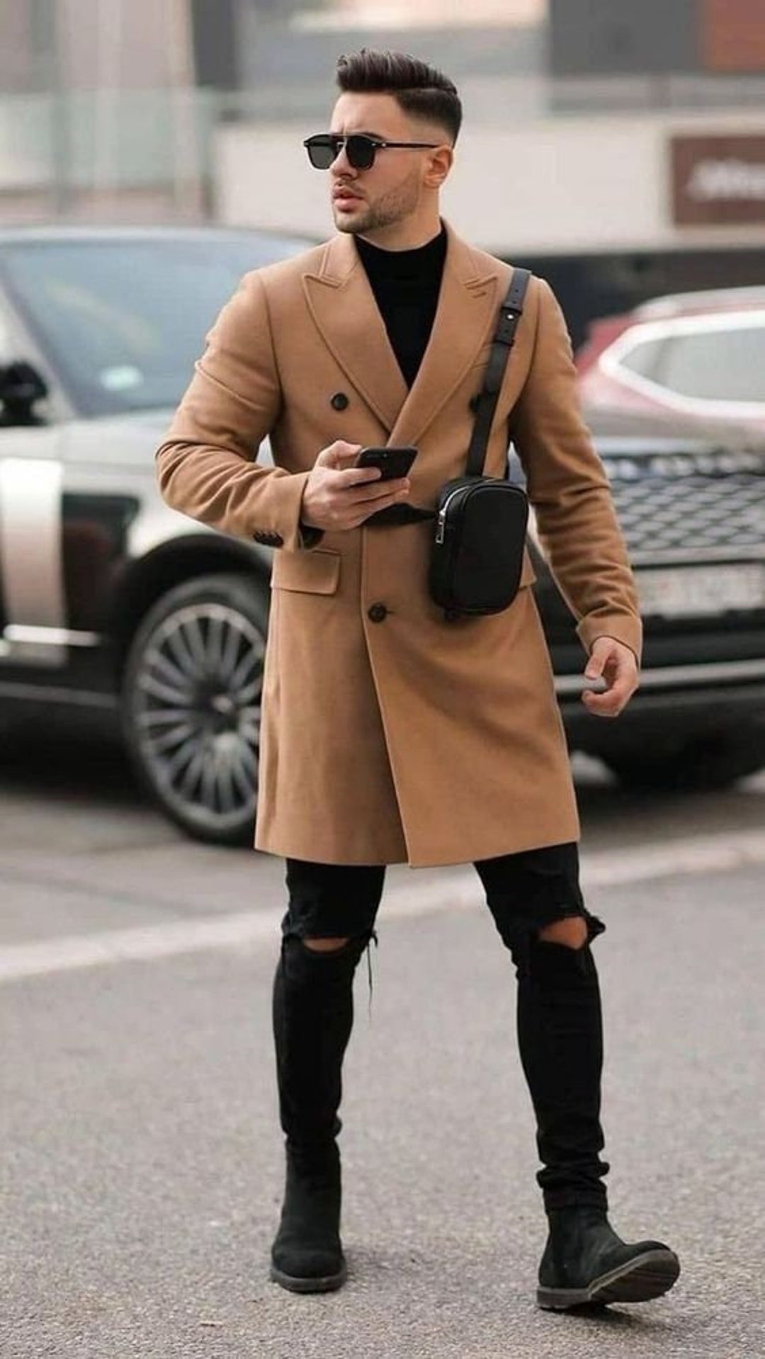 Men Trench Coat Brown Double Breasted Style Slim Fit Party - Etsy