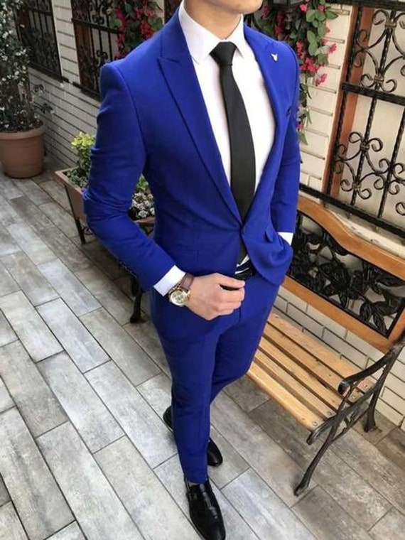 Men's Two Piece Suit Wedding Suit Royal Blue Slim Fit Suits Dinner Suit  Bespoke Tailoring