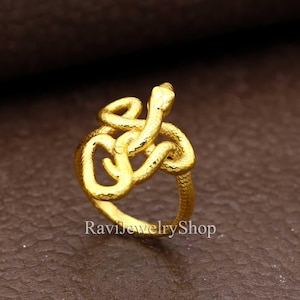 Snake Ring, Adjustable Snake Ring, Gold Serpent Ring ,Vintage Snake Ring, Open Snake Ring, Spiral Ring, Snake Lovers Gift, Brass Ring
