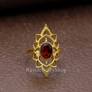 Garnet Ring, Dainty Garnet Ring, Gemstone Garnet Ring, Genuine Red Garnet Ring, Gold Garnet Promise Ring, Red Garnet Ring, Brass Ring