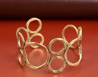 Breites Manschettenarmband, Kreis Armband, Manschettenarmband, Brautarmband, Manschettenarmband, Goldarmband, Boho Hand Manschettenarmband,